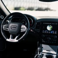 Jeep Trackhawk in red color available for rent in Los Angeles