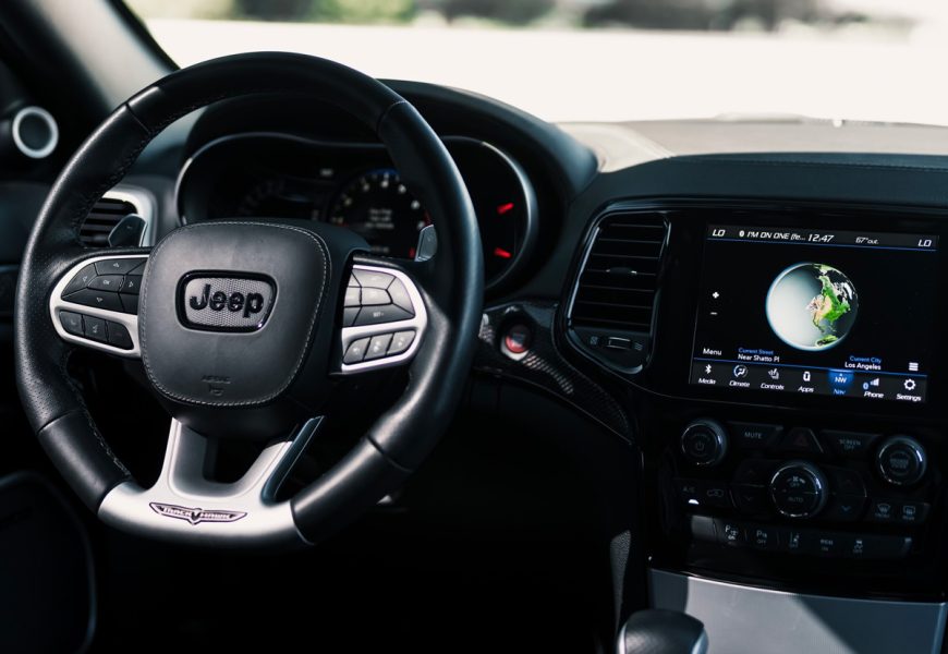 Jeep Trackhawk in red color available for rent in Los Angeles