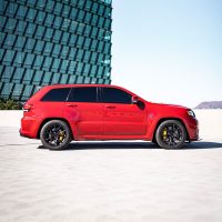 Jeep Trackhawk in red color available for rent in Los Angeles